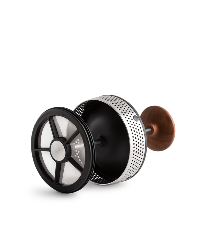 Fellow Clara French Press Matte Black With Walnut Handle advanced filter