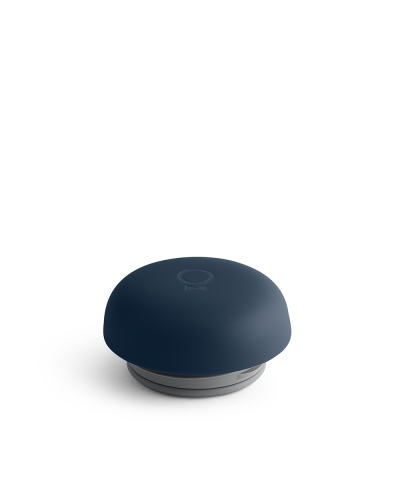 Fellow Carter Move Mug 12oz Stone Blue Lid inside backpack