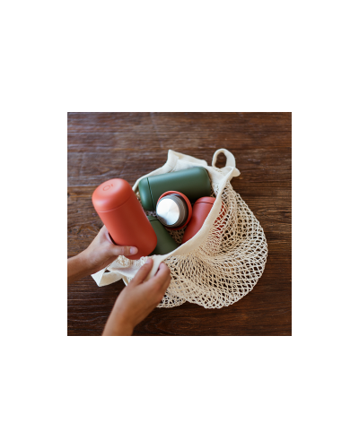 Fellow Carter Move Mug 16oz Corduroy Red in carry bag