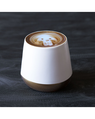 Fellow Big Joey Mug 12oz Matte White with latte art