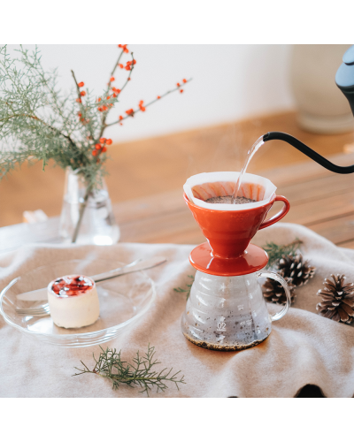 Hario V60 Ceramic Dripper 01 Red seasonal table