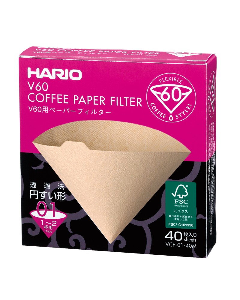 Hario V60 Filtro Papel 01 Natural (40 uds.) caja