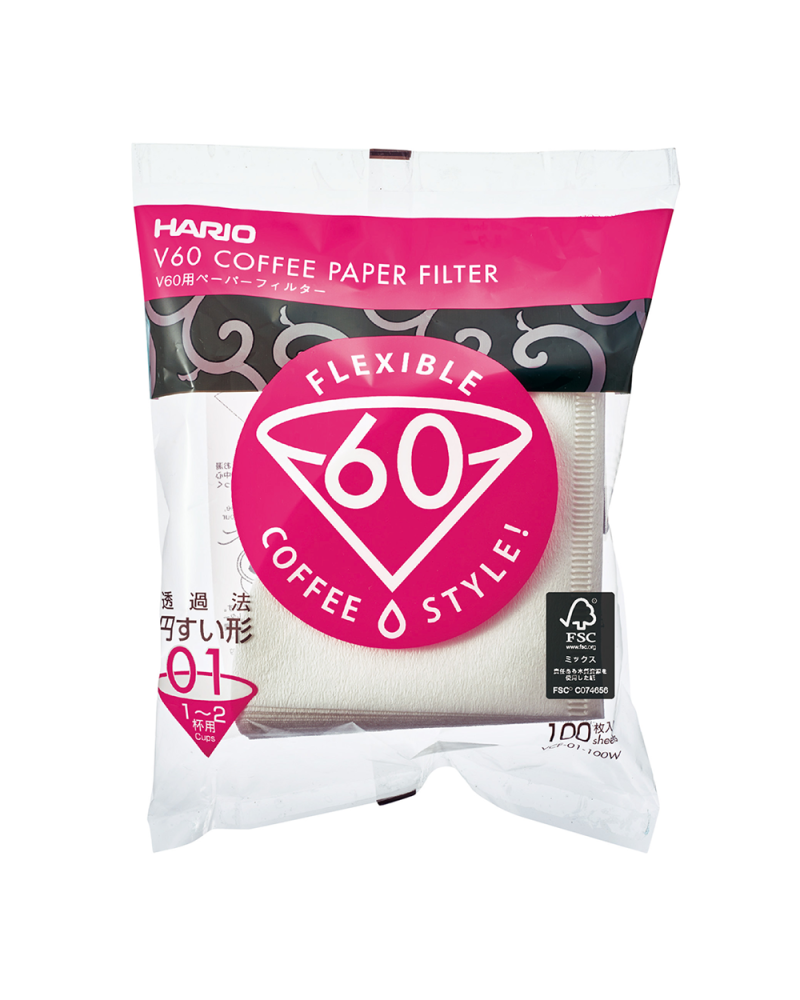 Hario V60 Coffee Paper Filter 01 White (100 Pcs) Bag