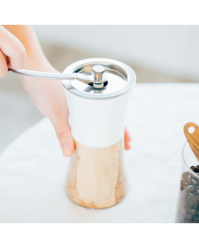 Hario Coffee Mill Olive Wood using it