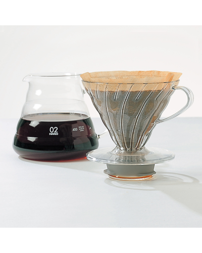 Hario V60 Jarra de Café de Cristal 600ml fondo oscuro