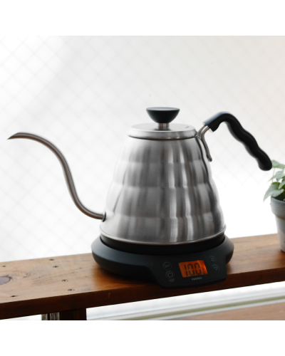 Hario V60 Power Kettle Buono With Temperature Control wooden stand