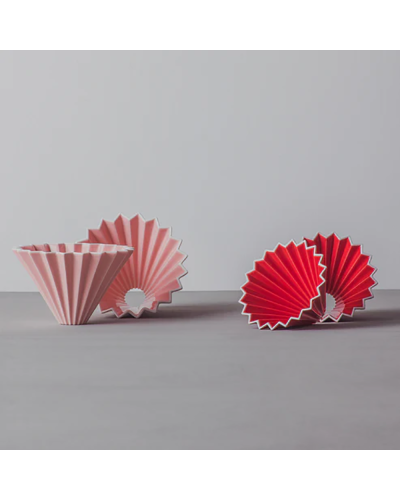 Origami Ceramic Dripper S Red with pink drippers