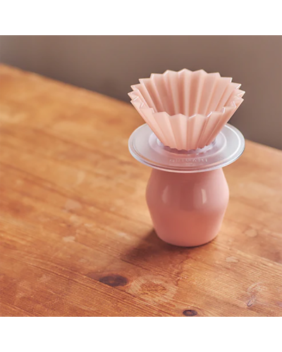 Origami Dripper AS Holder with pink dripper and cup