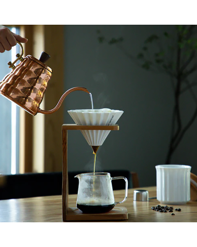 Origami Ceramic Dripper S White with kettle