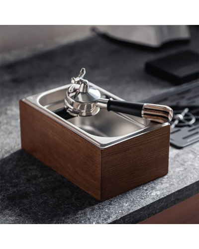 Studio Barista Knockbox Wood And Stainless Steel  countertop