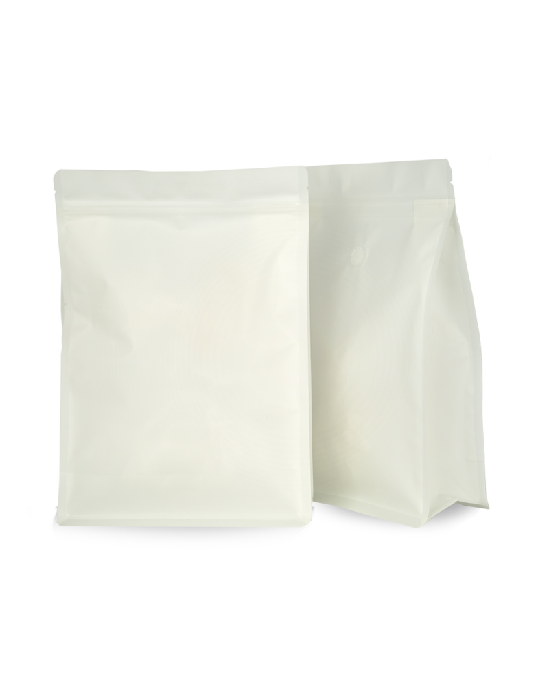 Bolsas de Café Base Plana 1Kg Blanco Mate Sin Aluminio (250 uds)
