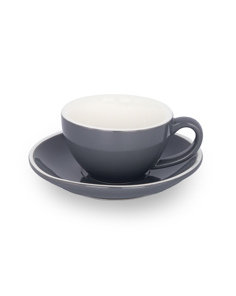Epic Taza y Plato Flat Blanco 150ml Gris