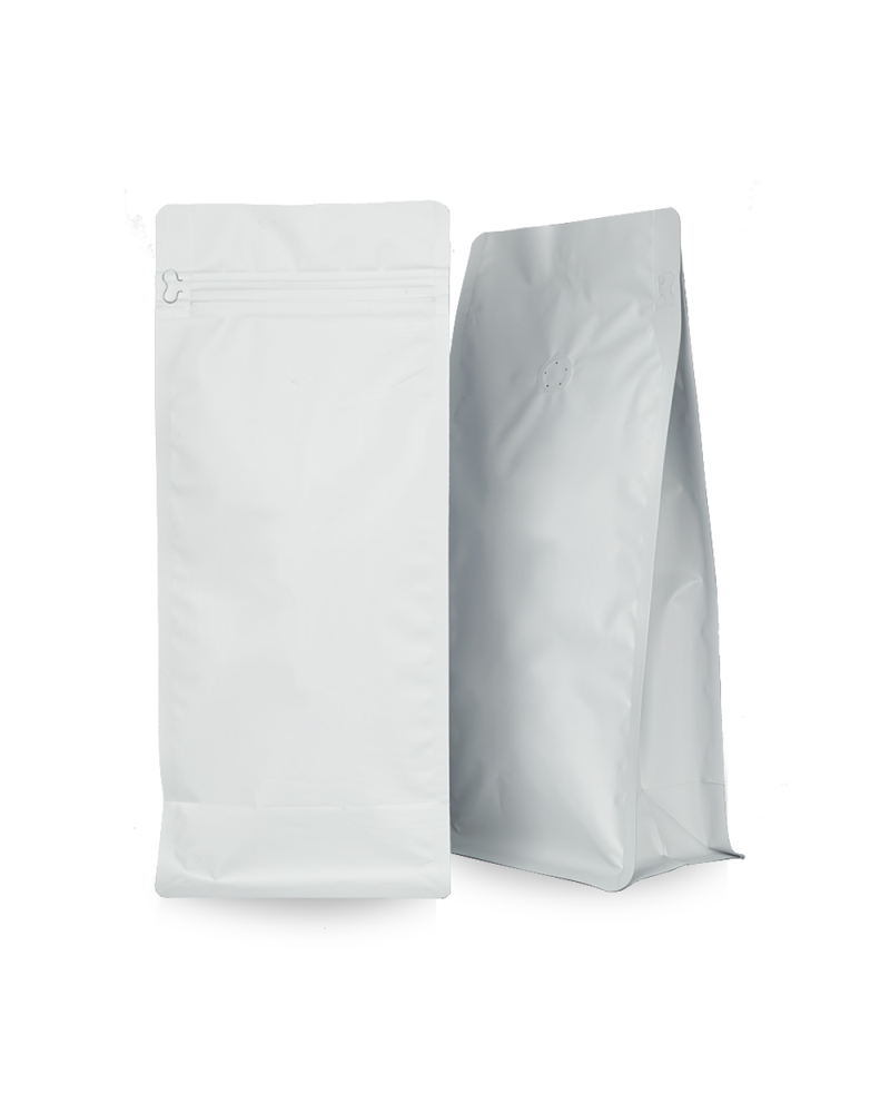 Bolsas de Café Base Plana 1Kg Blanco Mate (250 uds)
