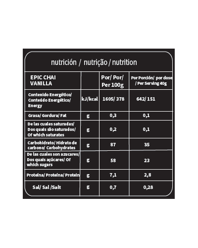 Epic Chai Vainilla 1.5kg nutrición