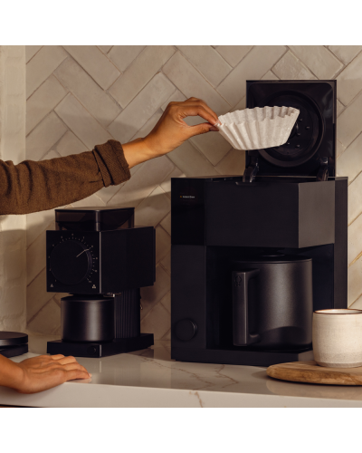 Fellow Aiden Precision Coffee Maker lifestyle with filter