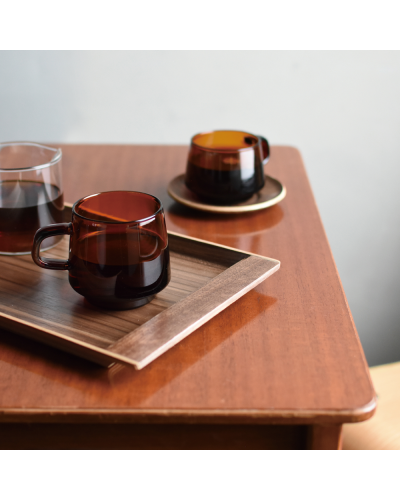 Kinto Sepia Nonslip Tray 420x210mm Walnut table