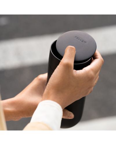 Fellow Carter Slide Mug 12oz Matte Black on the go