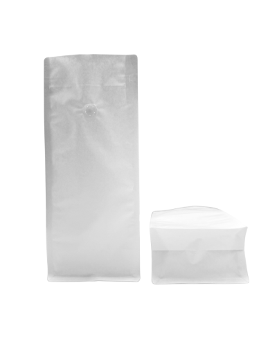 Bolsas de café Base Plana 1kg Kraft Blanco Sin Aluminio (250uds)