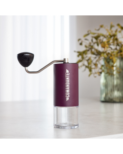 Comandante C40 MK4 Nitro Blade Deep Purple Coffee Grinder on table