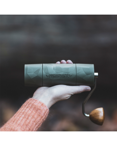 Comandante X25 Trailmaster Coffee Grinder in forest
