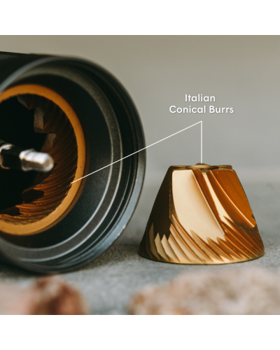 AeroPress Manual Coffee Grinder Titainium coated Italian Conical Burrs.