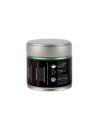 Matchaflix Japanese Ceremonial Matcha Tea 30g back of the tin.
