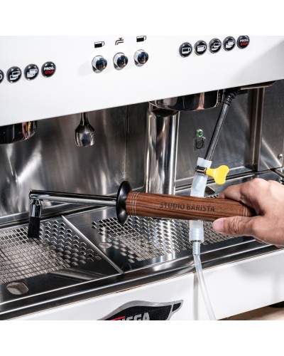 Studio Barista Steam Cleaning Brush 30cm Walnut on coffee machine.