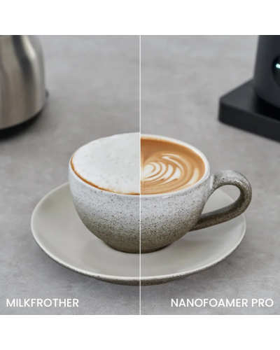 Comparación de espumador normal con el nanofoamer pro
