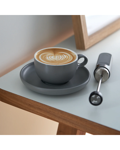 Subminimal NanoFoamer V2 Black with coffee cup